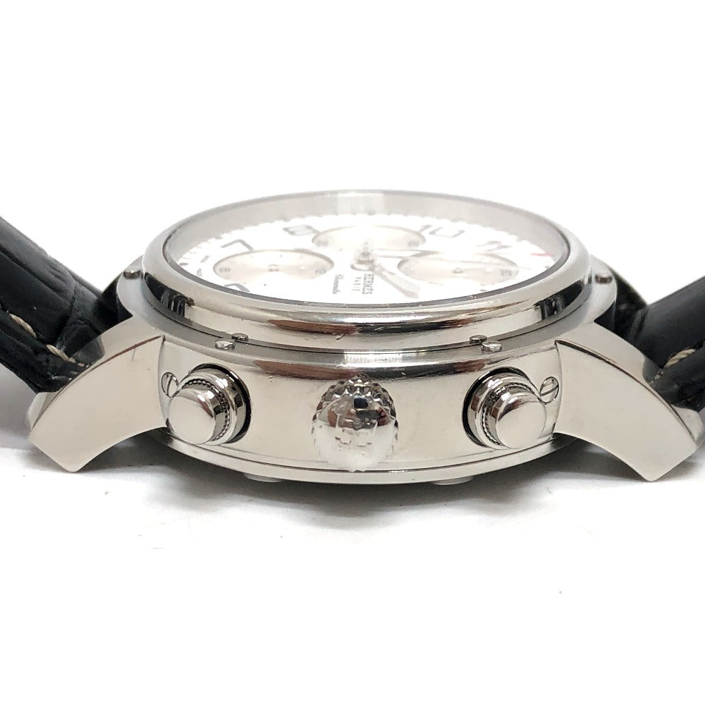 HERMES Watches Mechanical Automatic CP1.910 Stainless Steel Silver Clipper Chrono white dial mens Used