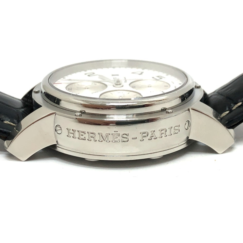 HERMES Watches Mechanical Automatic CP1.910 Stainless Steel Silver Clipper Chrono white dial mens Used