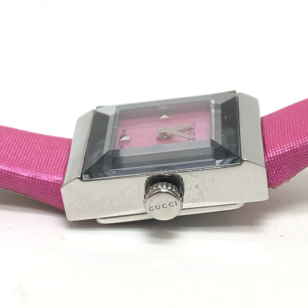 GUCCI Watches Quartz 128.5 Stainless Steel , Leather Silver G frame pink dial Women Used