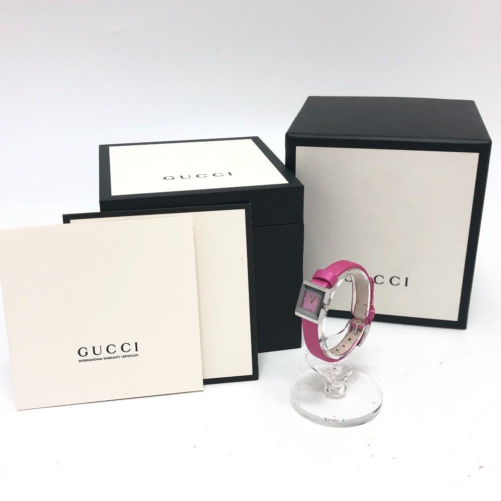 GUCCI Watches Quartz 128.5 Stainless Steel , Leather Silver G frame pink dial Women Used
