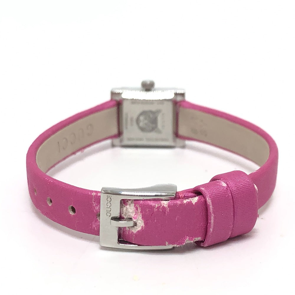 GUCCI Watches Quartz 128.5 Stainless Steel , Leather Silver G frame pink dial Women Used
