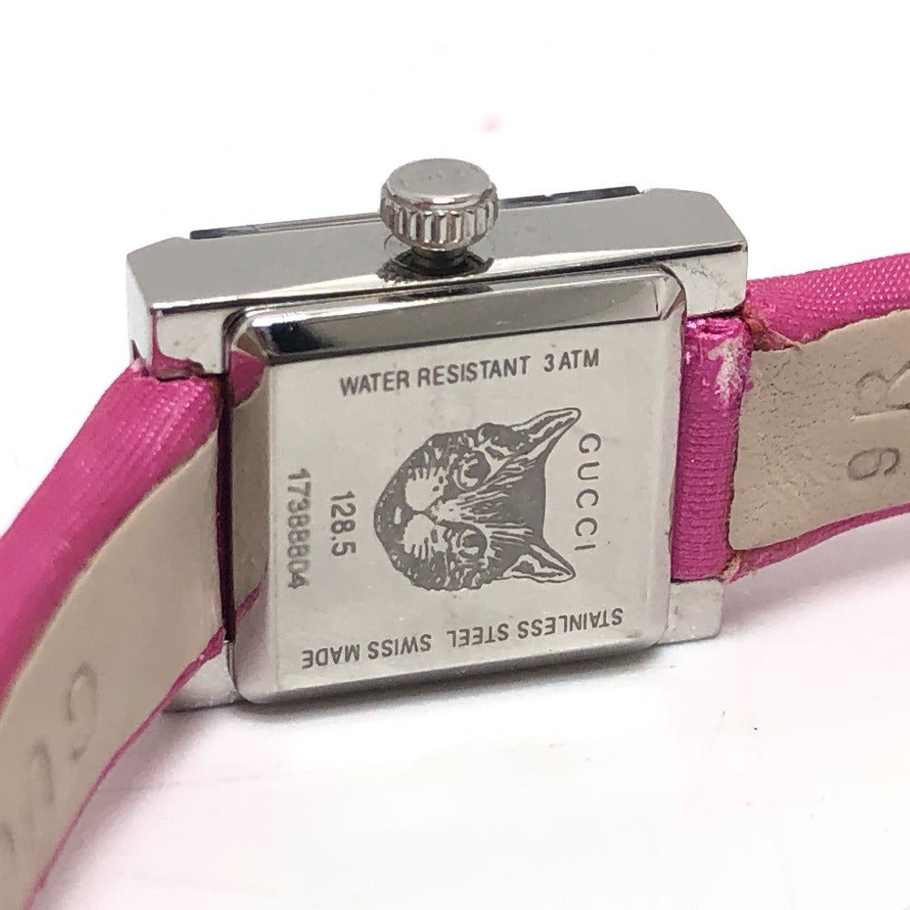 GUCCI Watches Quartz 128.5 Stainless Steel , Leather Silver G frame pink dial Women Used