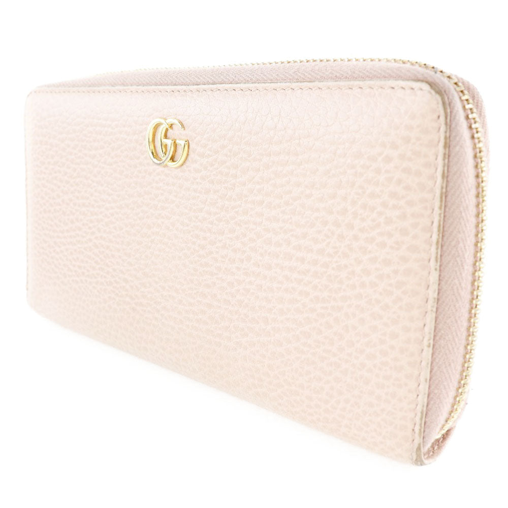GUCCI Long Wallet Purse 456117 CAO0G 5909 leather Light pink GG Petit Marmont Women Used