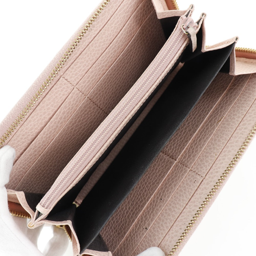 GUCCI Long Wallet Purse 456117 CAO0G 5909 leather Light pink GG Petit Marmont Women Used