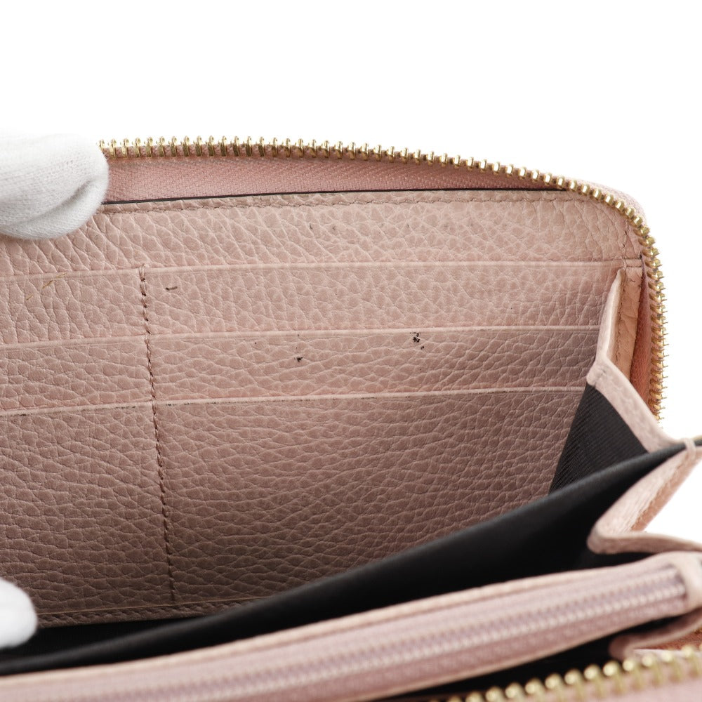 GUCCI Long Wallet Purse 456117 CAO0G 5909 leather Light pink GG Petit Marmont Women Used