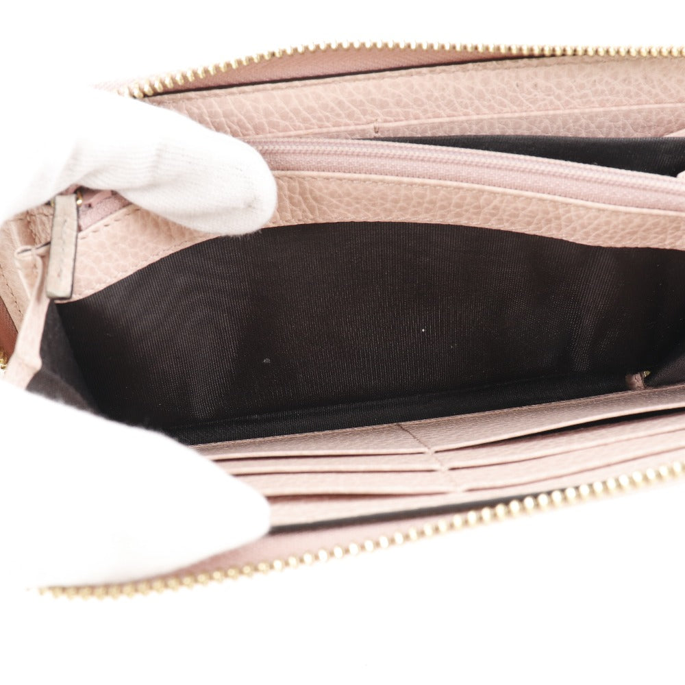 GUCCI Long Wallet Purse 456117 CAO0G 5909 leather Light pink GG Petit Marmont Women Used