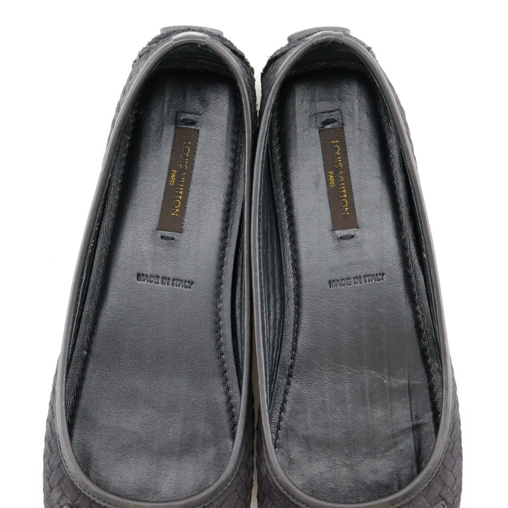 LOUIS VUITTON Ballet shoes Suede black Flat ballerina LV logo 36 1/2