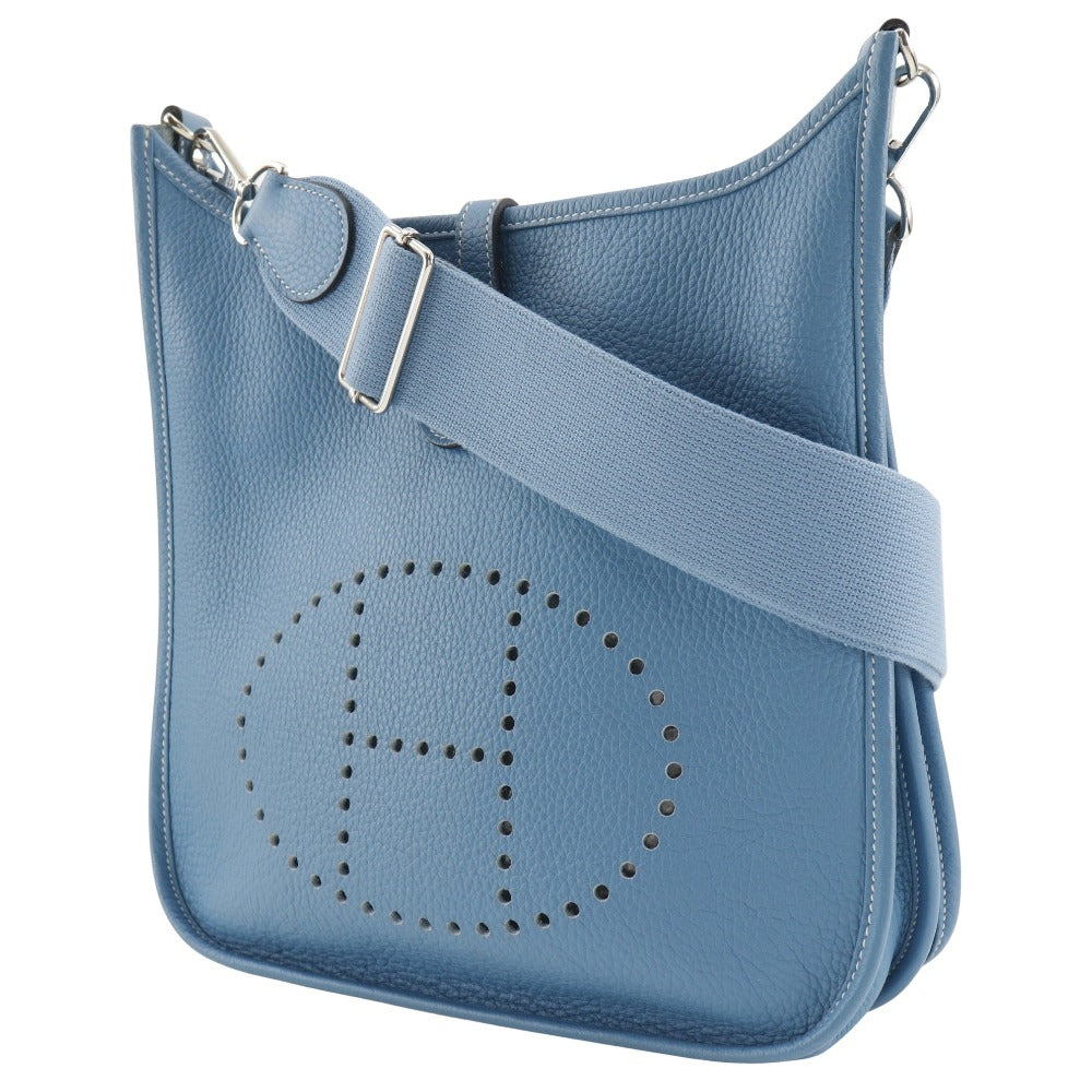 HERMES Shoulder Bag Taurillon Clemence light blue Evelyn 3PM Women Used