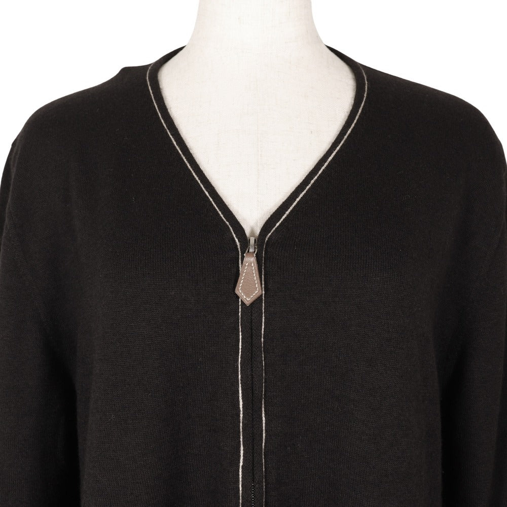 HERMES cardigan Cashmere, Cotton black Zip up Women ‚k Used