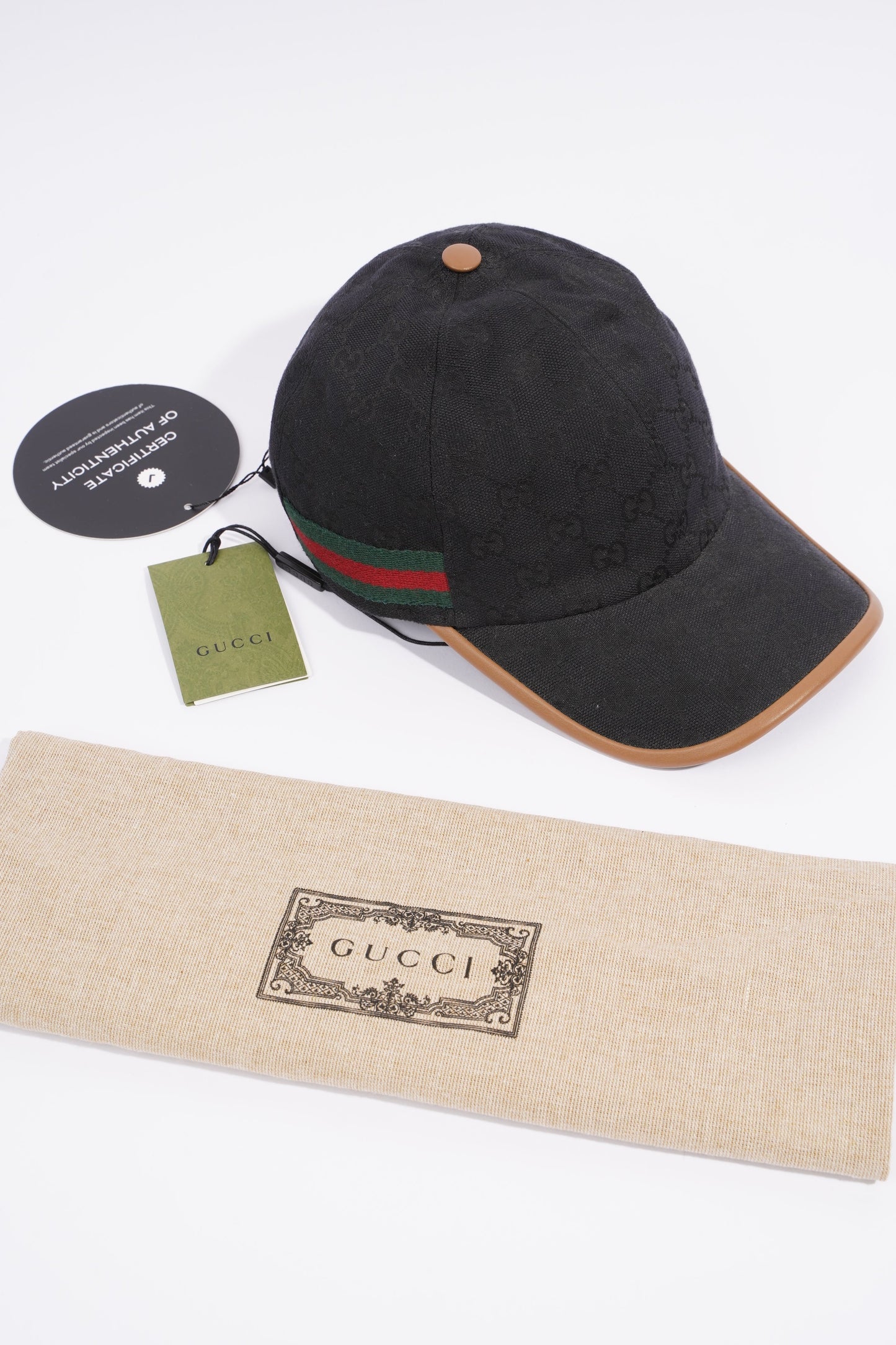 Gucci GG Supreme Baseball Cap Black / GG Supreme / Gucci Stripe Cotton Small