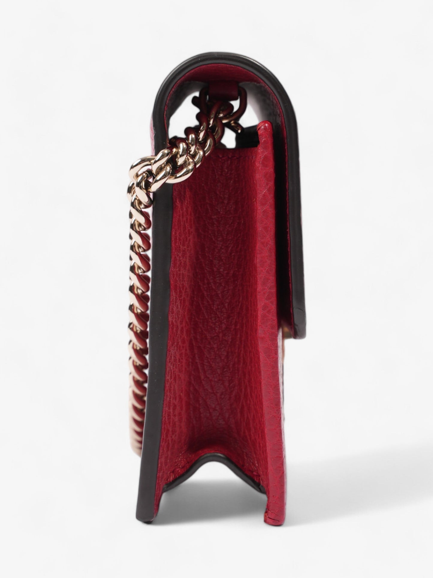 Gucci Interlocking G Flap Chain Wallet Red Leather