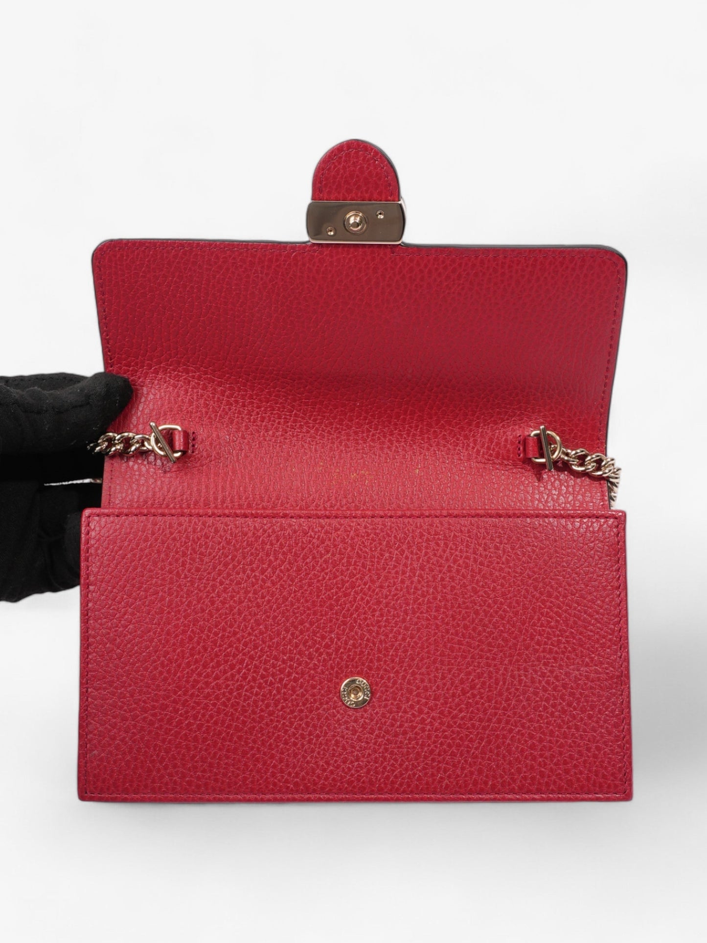 Gucci Interlocking G Flap Chain Wallet Red Leather