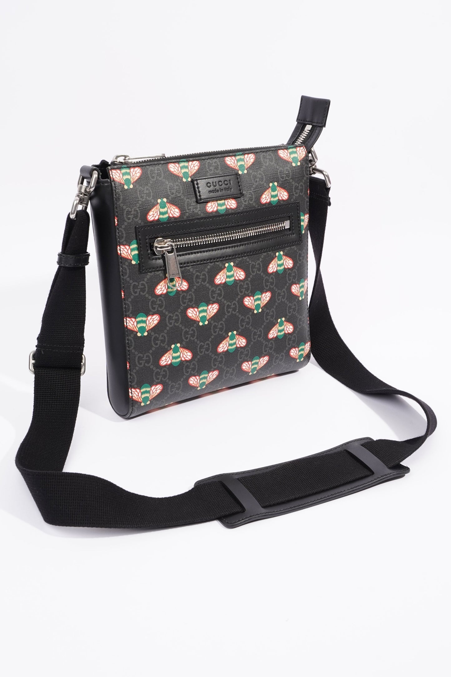 Gucci Bestiary Messenger Bag Black / Red / Blue Canvas OS