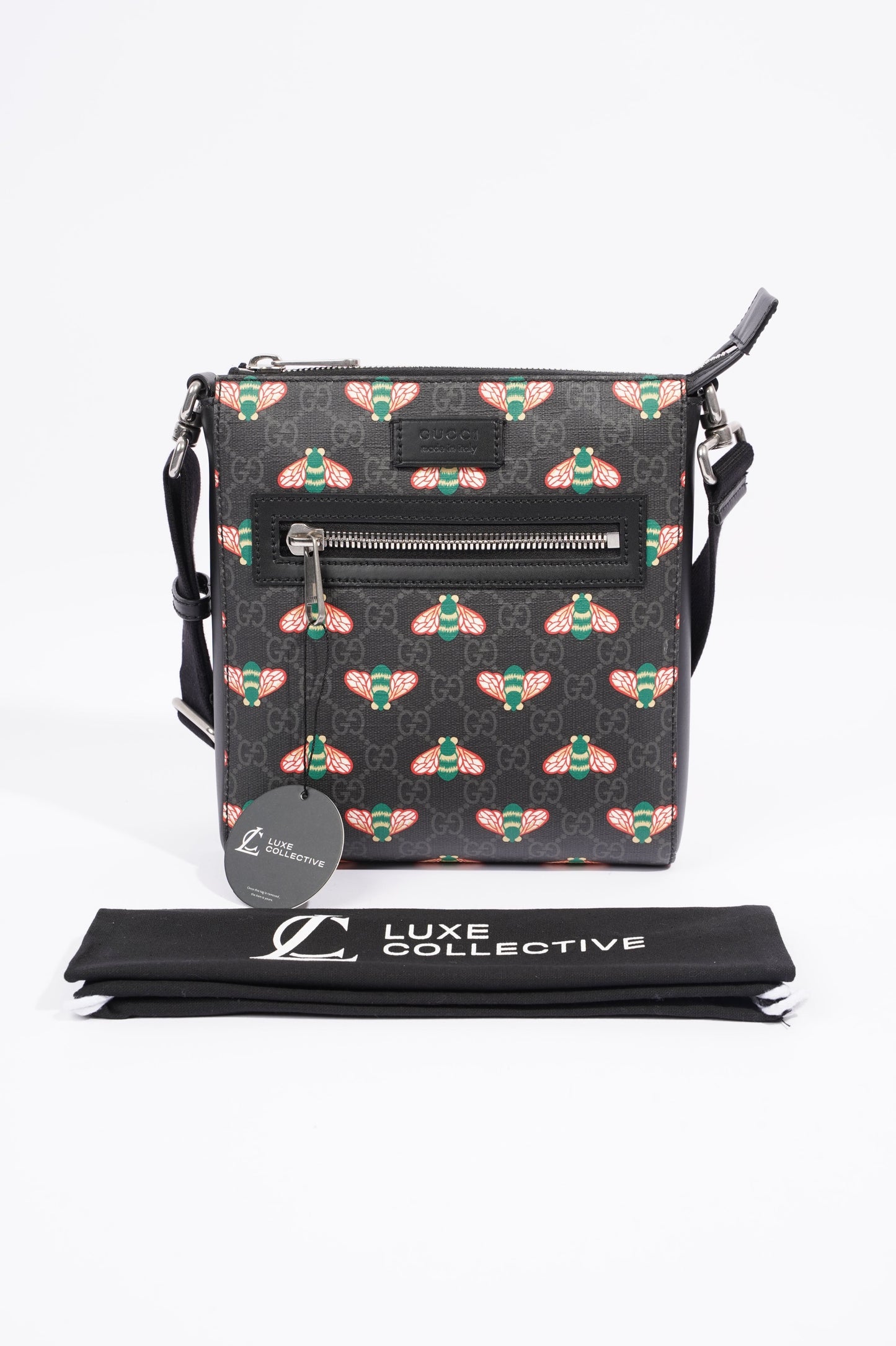 Gucci Bestiary Messenger Bag Black / Red / Blue Canvas OS
