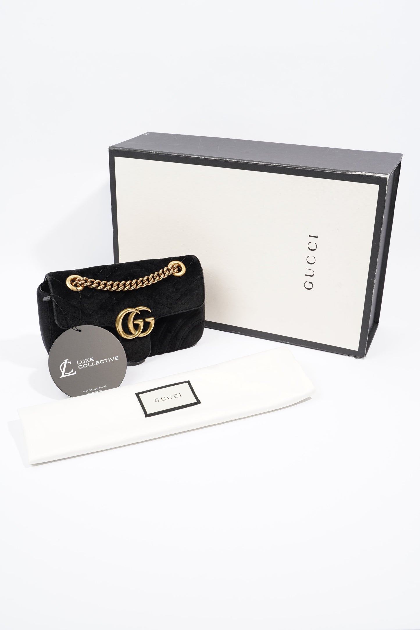 Gucci Marmont Flap Black Velvet Mini
