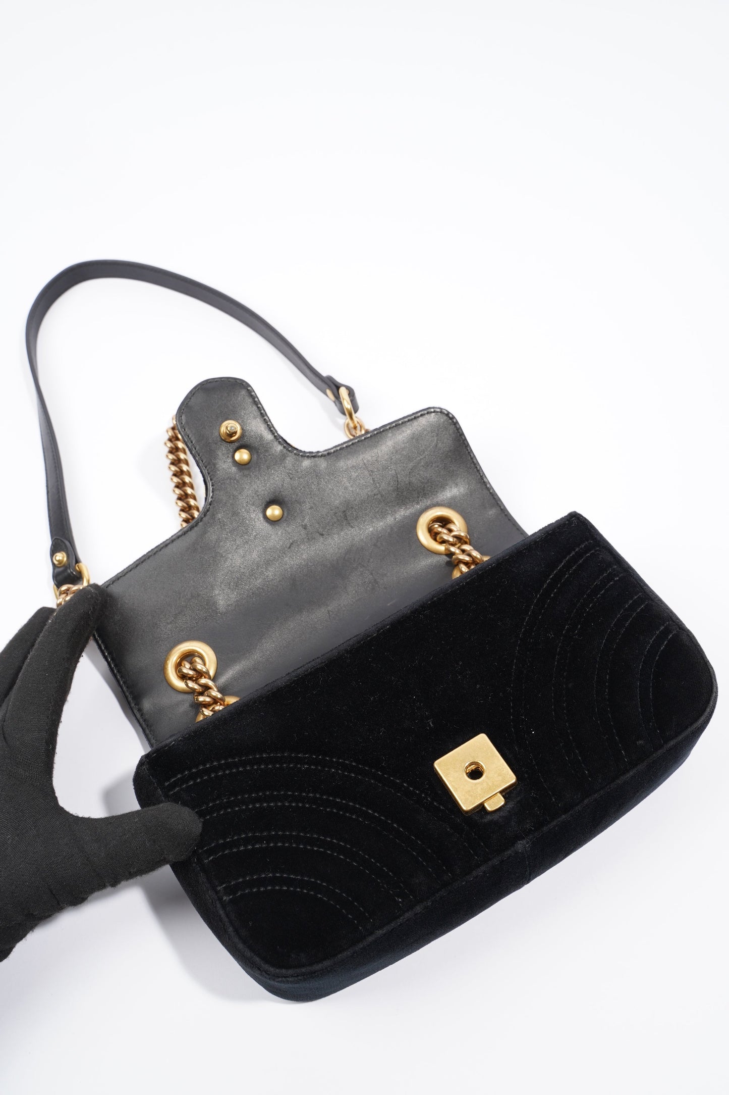 Gucci Marmont Flap Black Velvet Mini