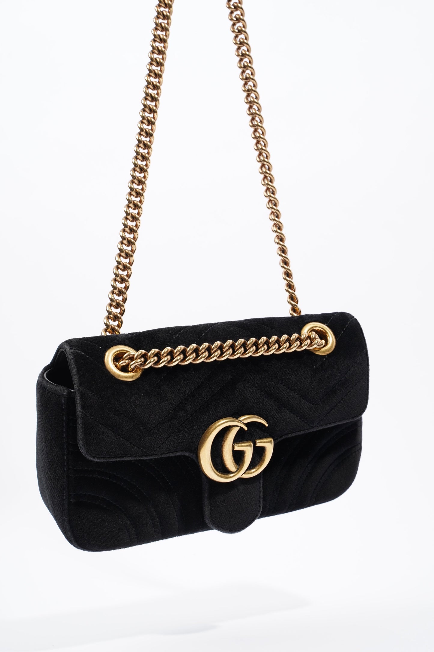 Gucci Marmont Flap Black Velvet Mini