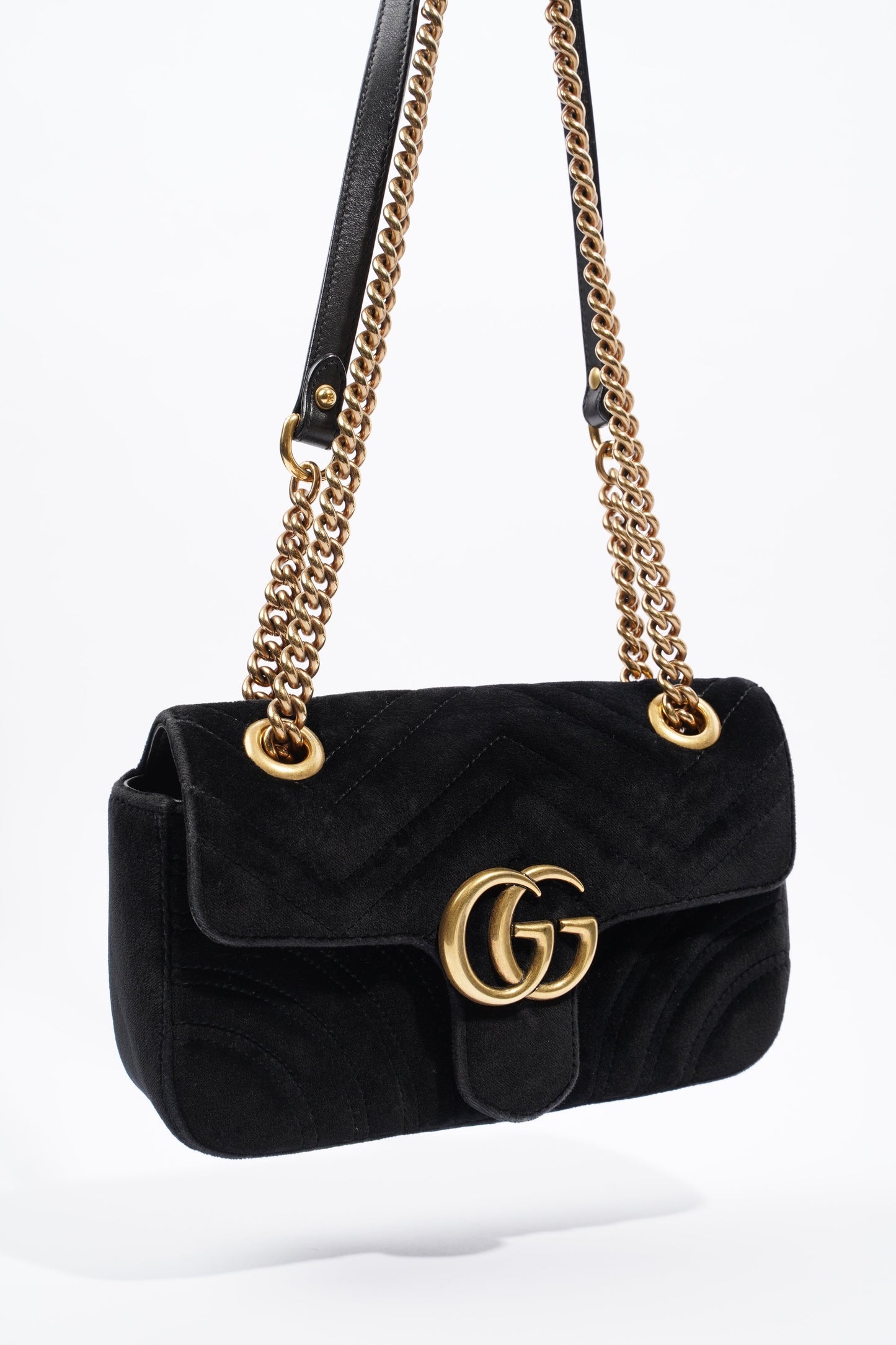 Gucci Marmont Flap Black Velvet Mini