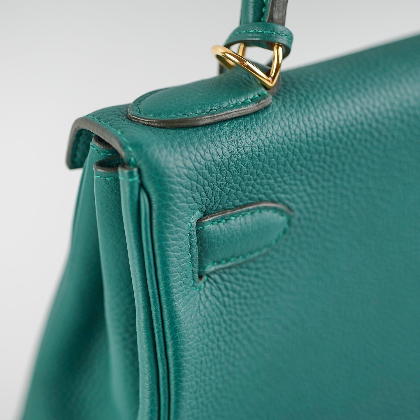 Hermes Kelly 28 Malachite Togo C Stamp