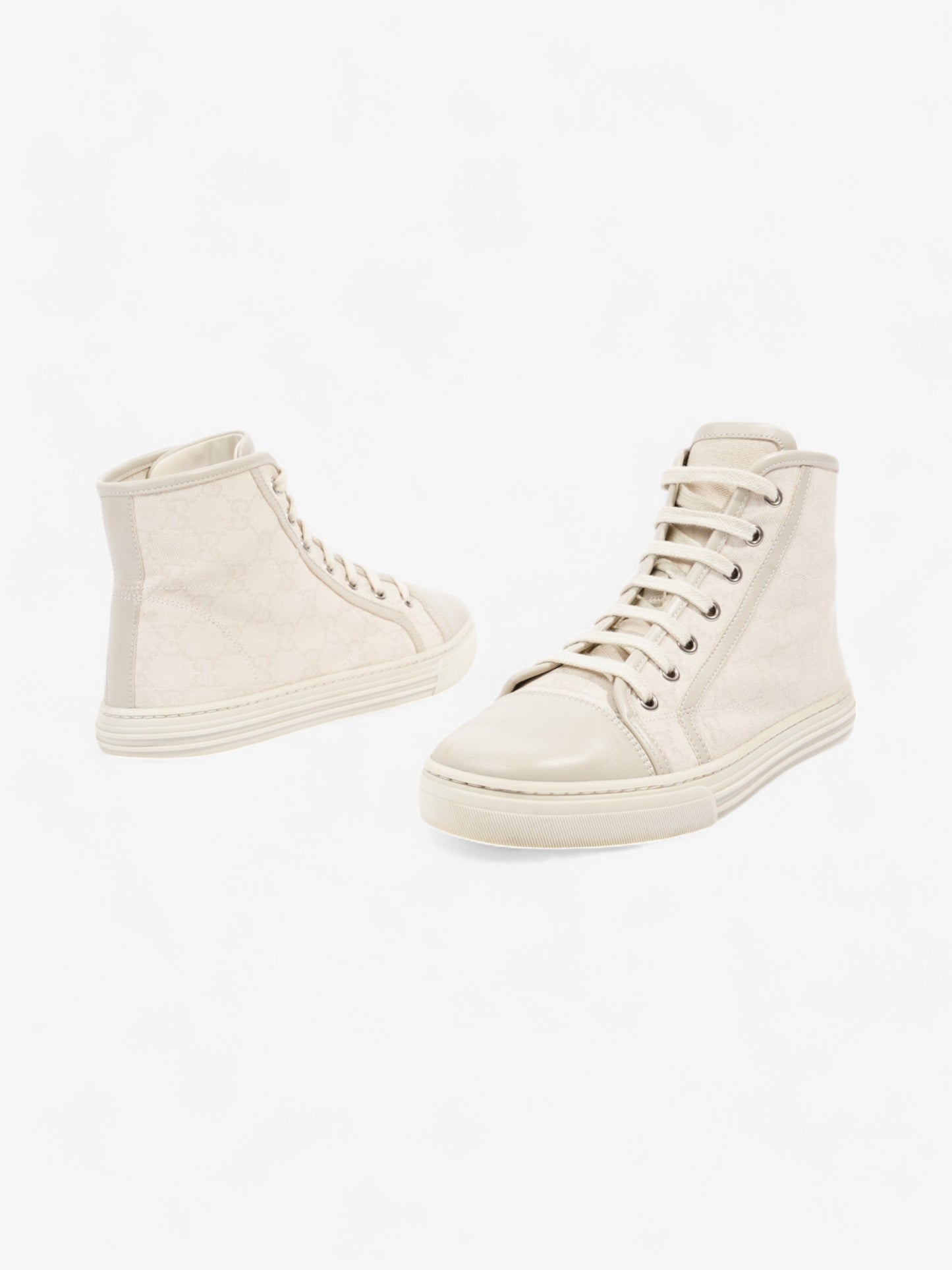 Gucci GG Monogram High-Top Sneakers Beige  Canvas EU 38 UK 5