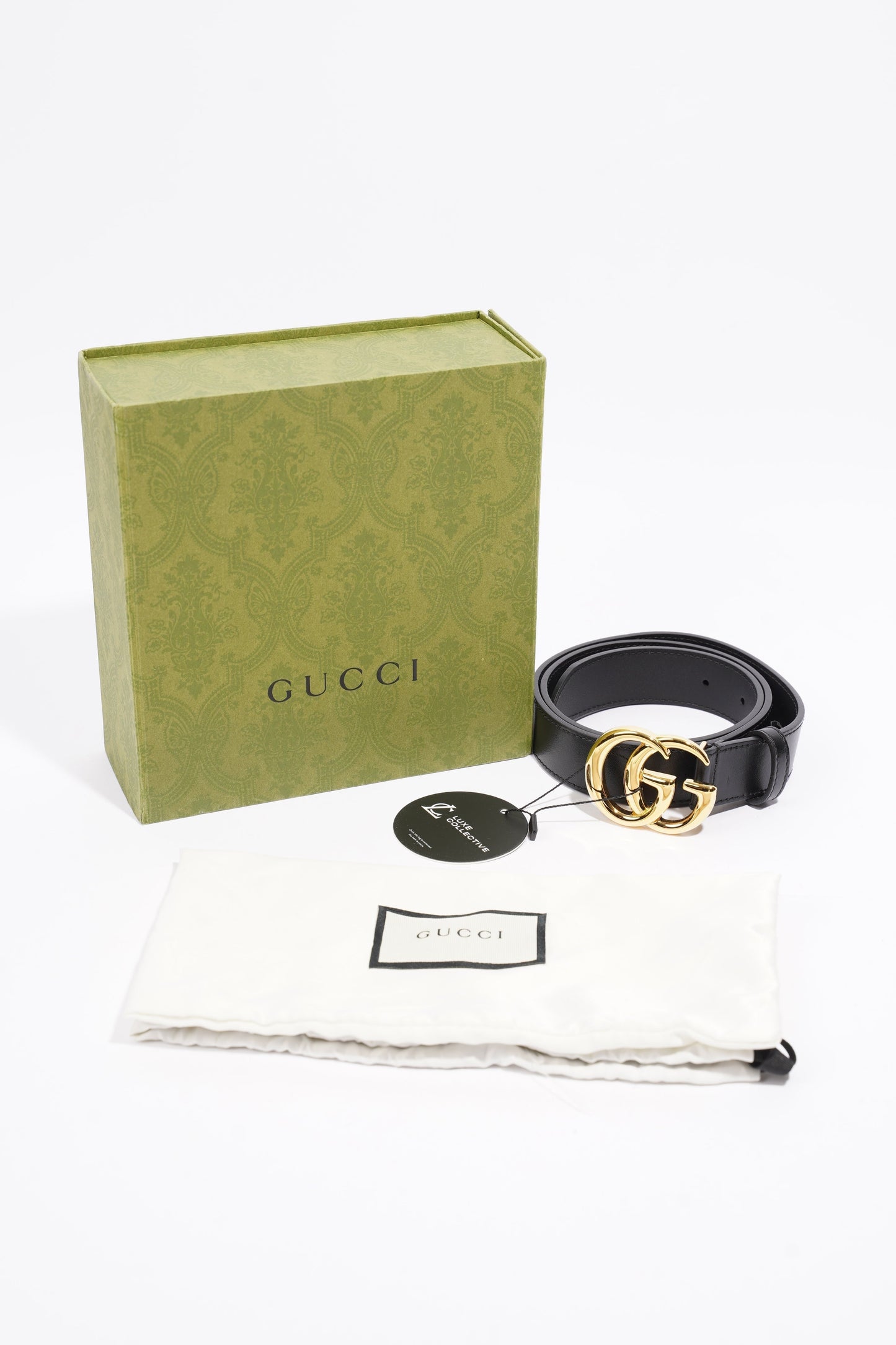 Gucci Marmont Belt Black / Gold Leather 80cm 32"