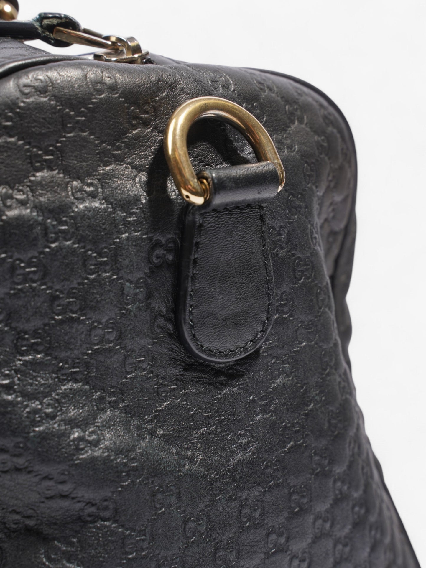Gucci Boston Bag Black Guccissima Embossed Leather
