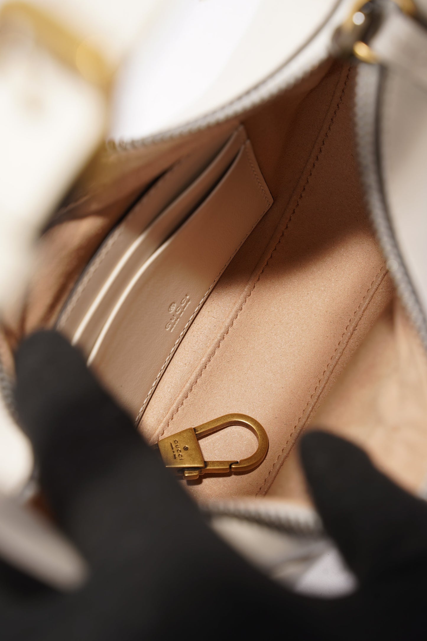 Gucci GG Half Moon Shaped Mini Bag White Matelasse Leather