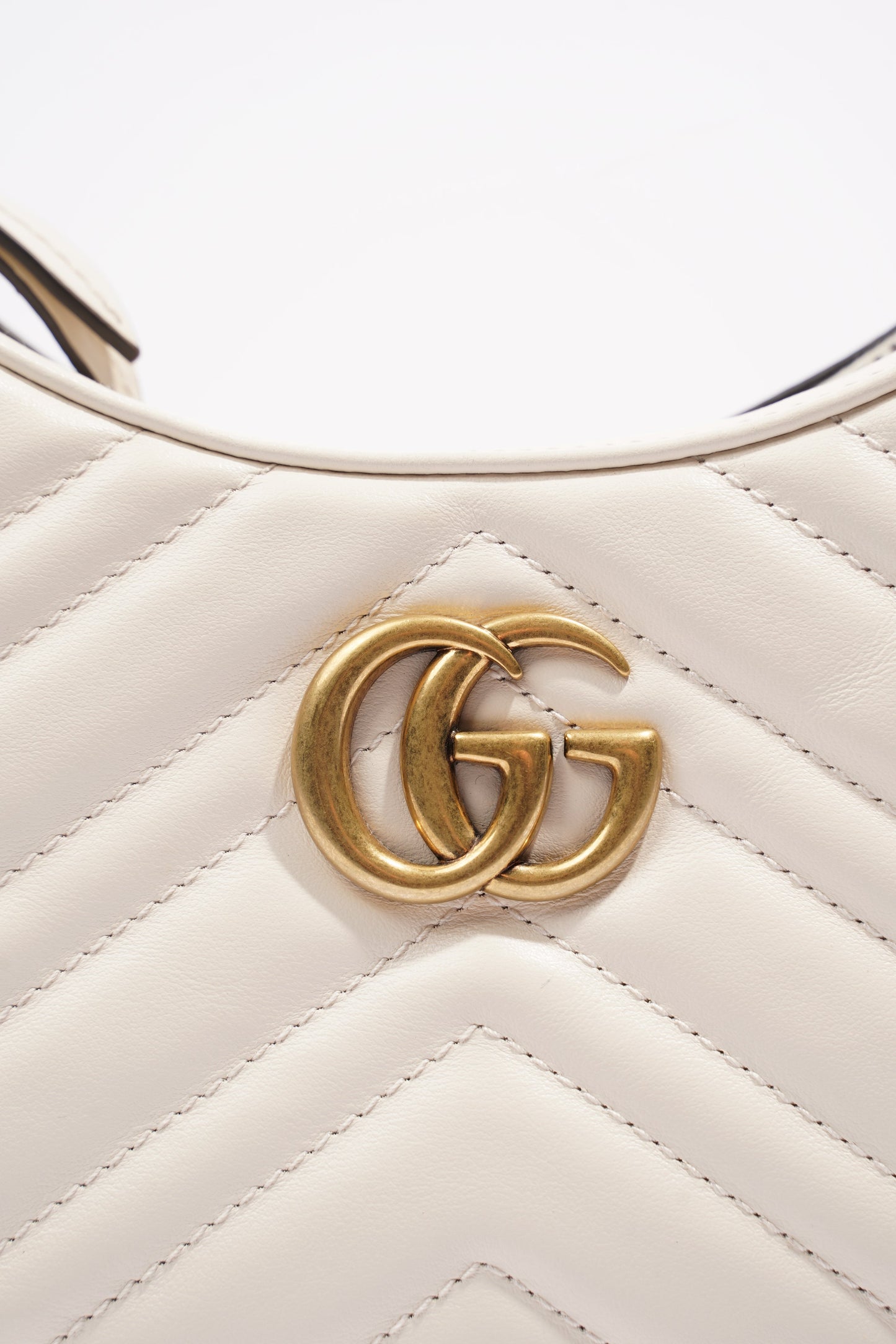 Gucci GG Half Moon Shaped Mini Bag White Matelasse Leather
