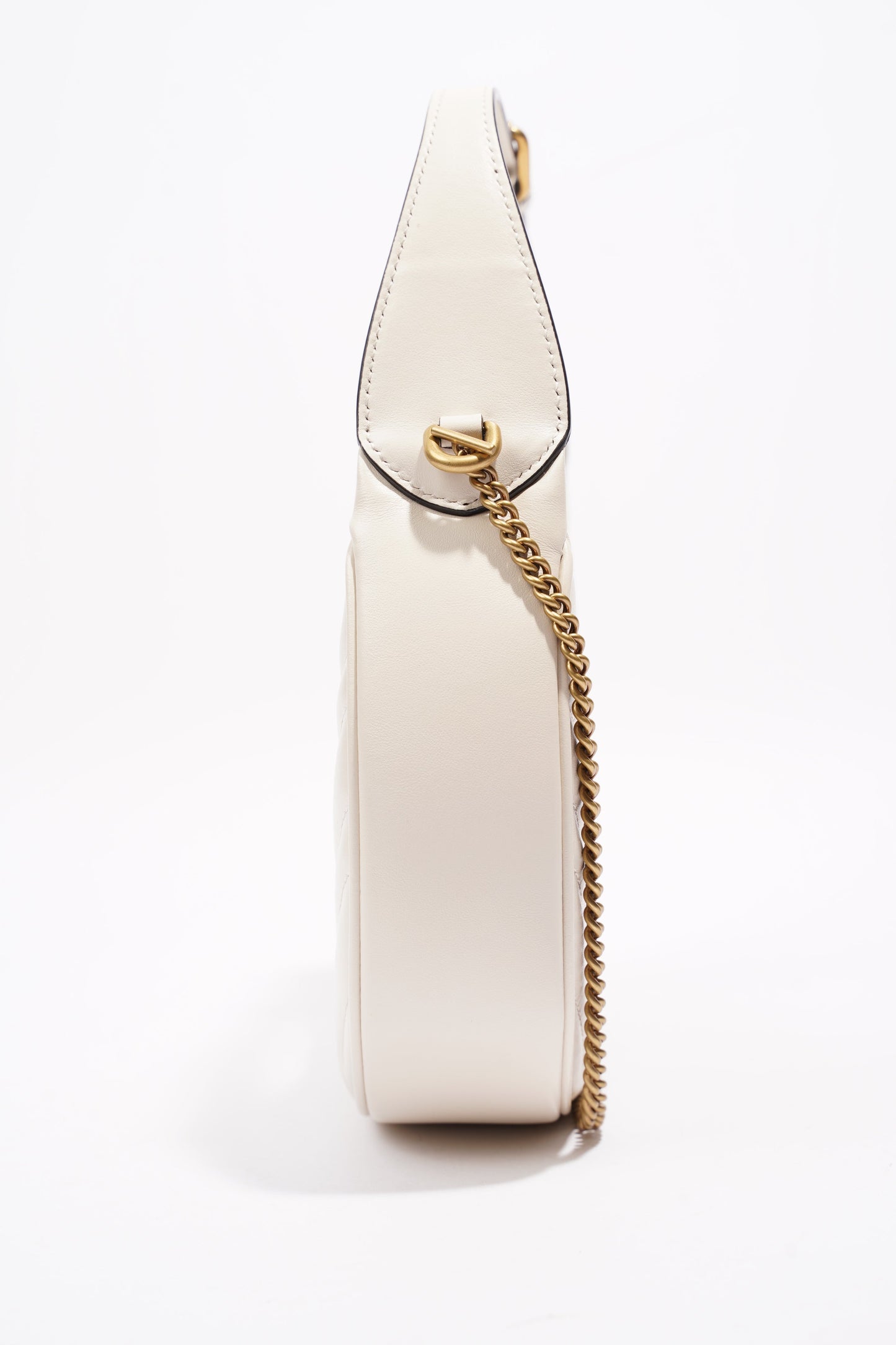 Gucci GG Half Moon Shaped Mini Bag White Matelasse Leather