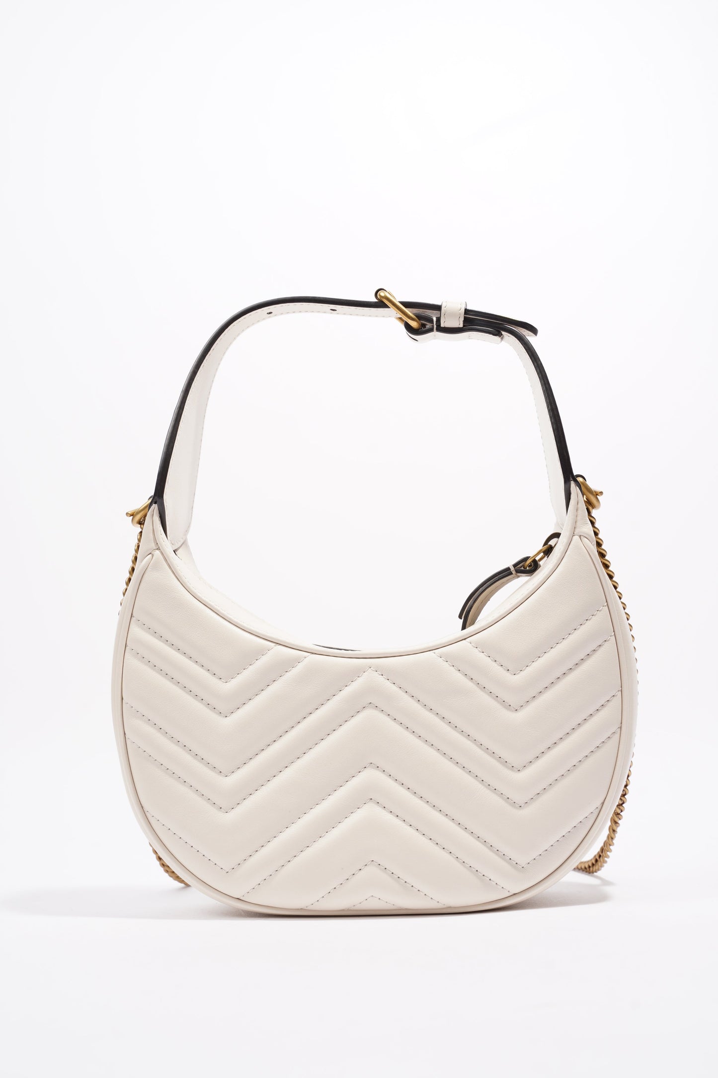 Gucci GG Half Moon Shaped Mini Bag White Matelasse Leather