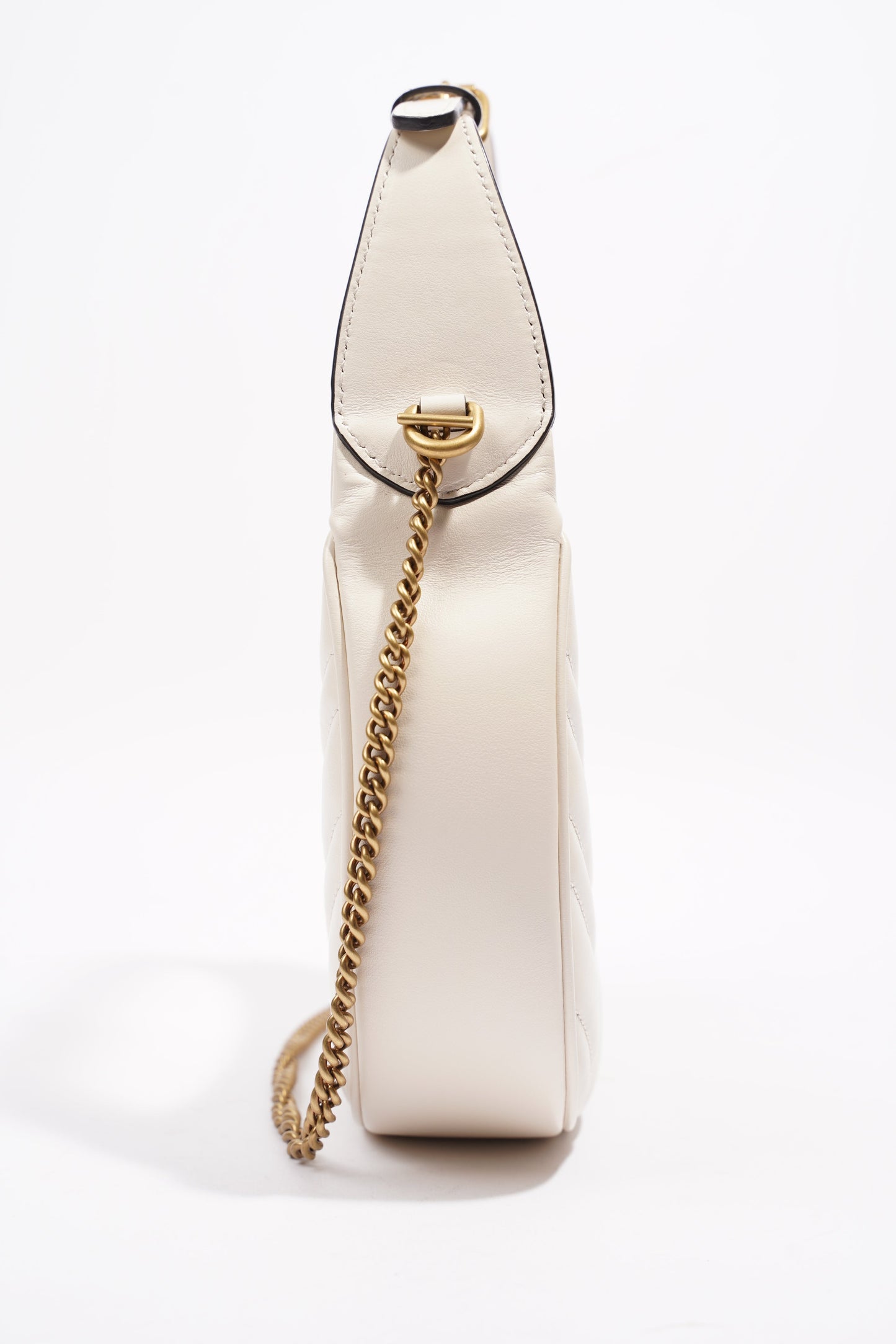 Gucci GG Half Moon Shaped Mini Bag White Matelasse Leather