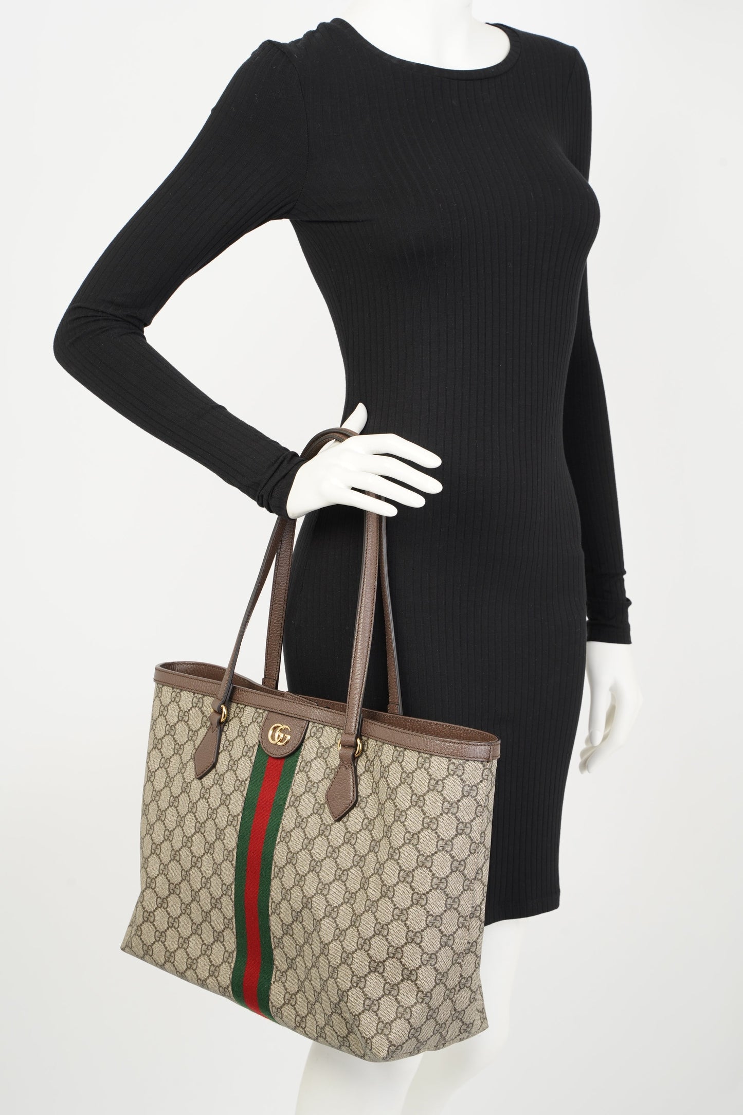 Gucci Ophidia GG Medium Beige And Ebony GG Supreme Coated Canvas