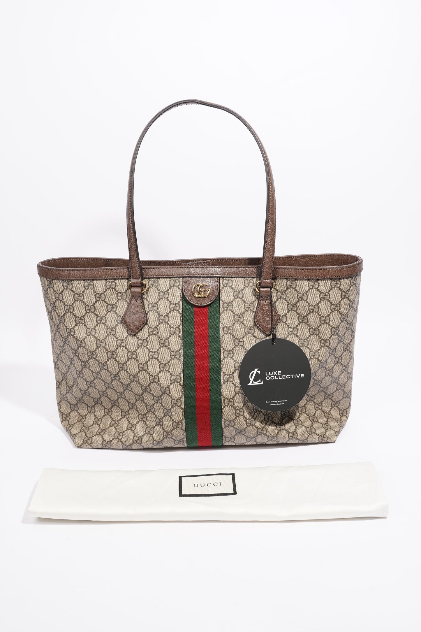 Gucci Ophidia GG Medium Beige And Ebony GG Supreme Coated Canvas