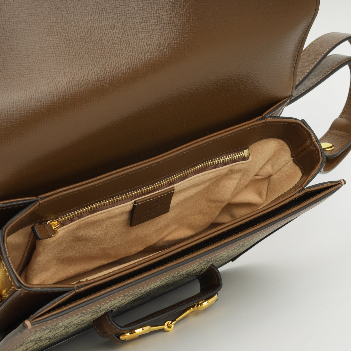 Gucci Gucci - Small Horsebit Crossbody 1955 - Beige/Dark brown GG Supreme canvas GHW -