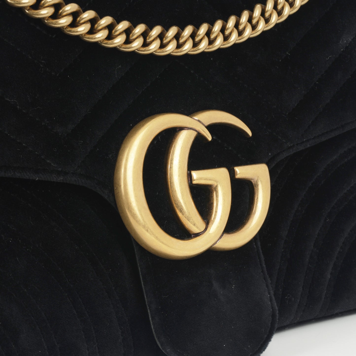 Gucci Gucci - GG Marmont Shoulder Bag - Black Velvet GHW -