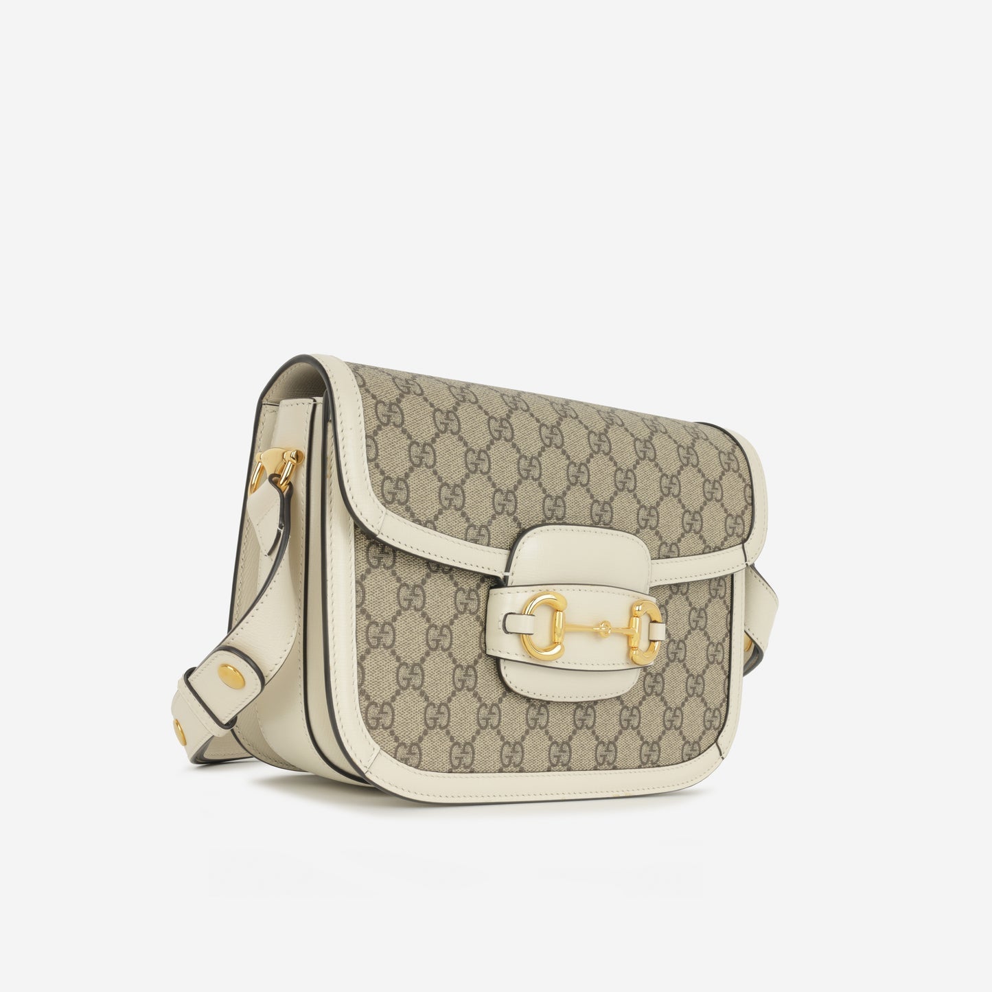 Gucci - Small Horsebit Crossbody 1955 - White GG Supreme canvas GHW -