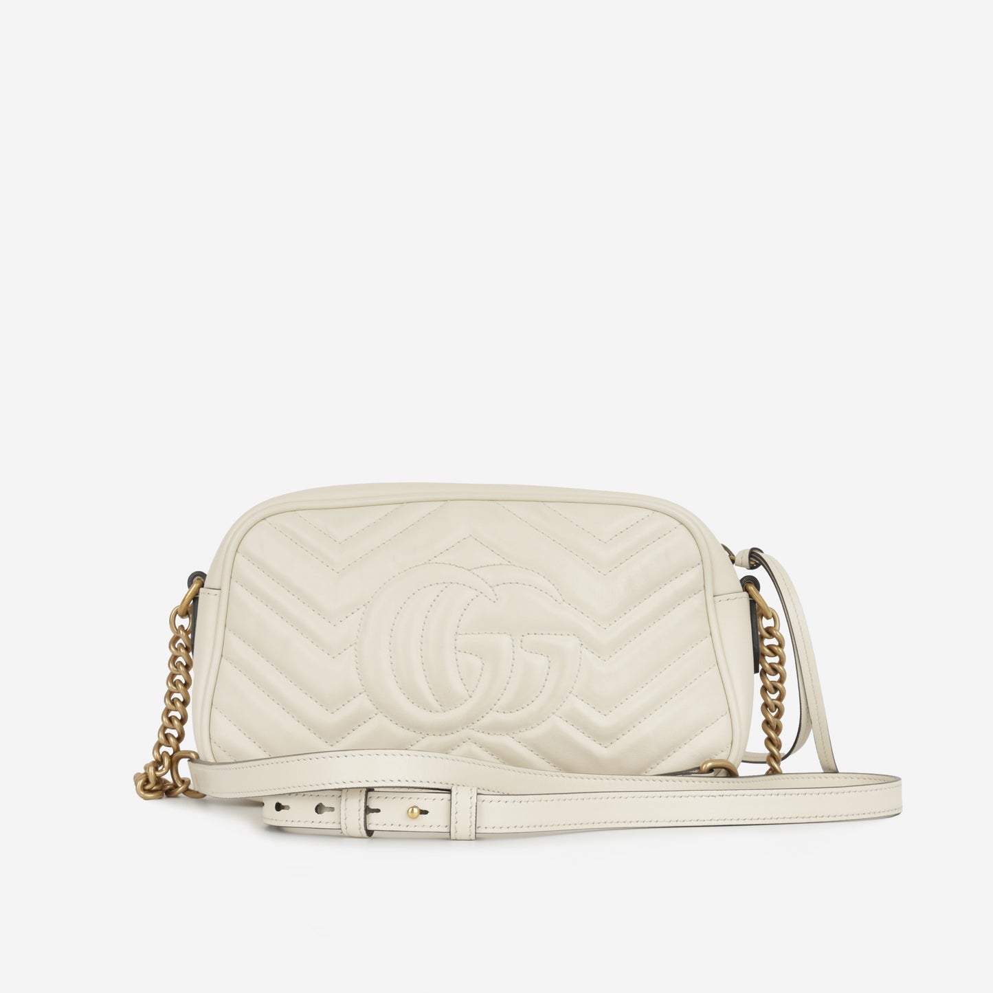 Gucci - GG Marmont Shoulder Bag - White Smooth Calfskin GHW -