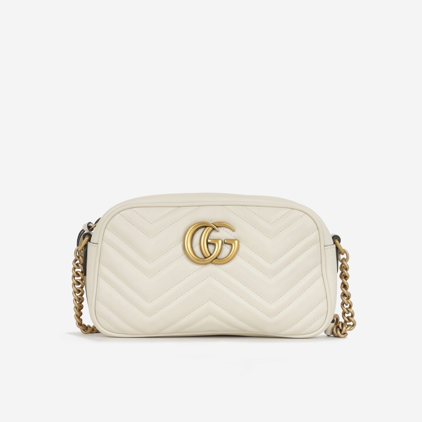 Gucci - GG Marmont Shoulder Bag - White Smooth Calfskin GHW -