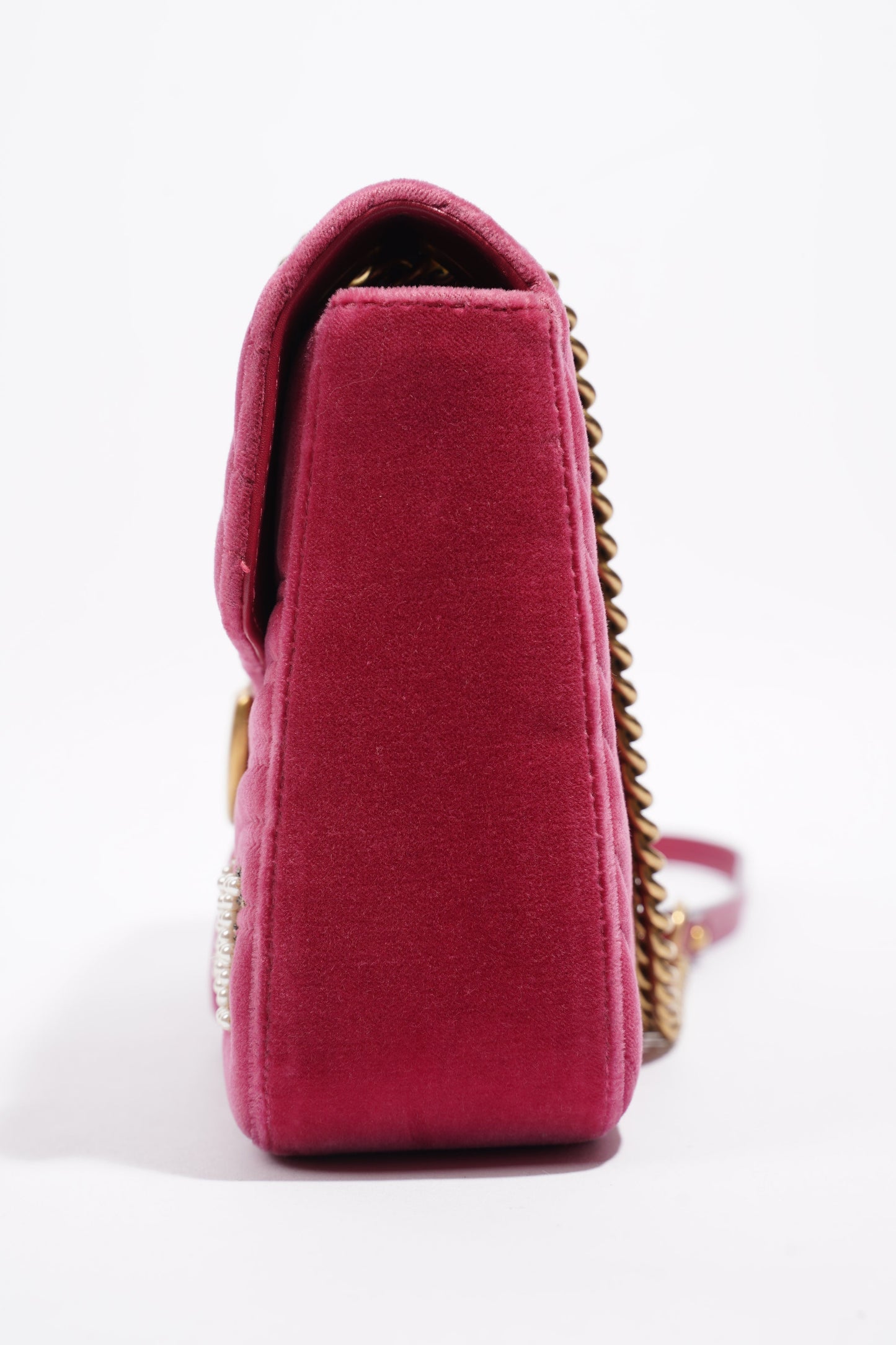 Gucci GG Marmont Blind For Love Pink Embroided Velvet Medium
