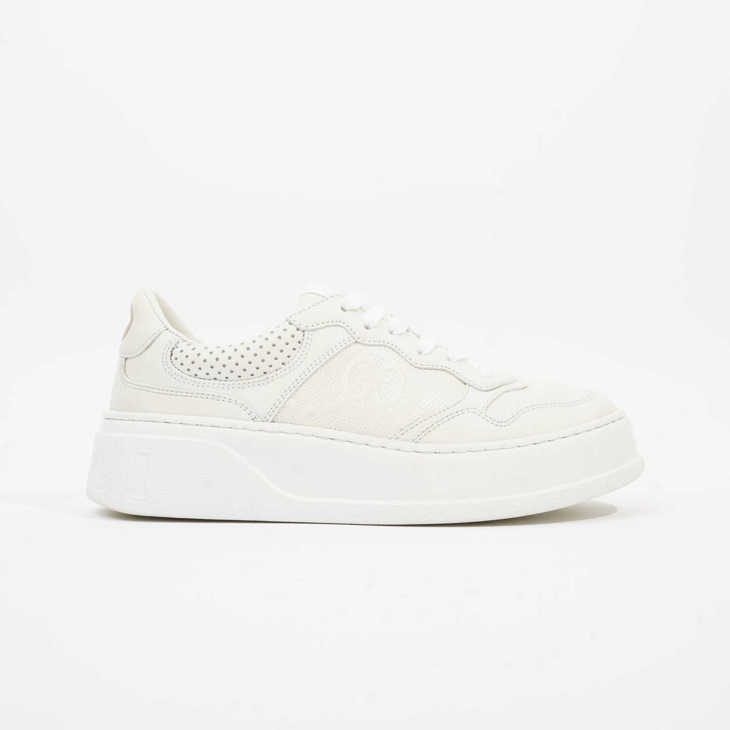 Gucci GG Embossed White Leather EU 38 UK 5
