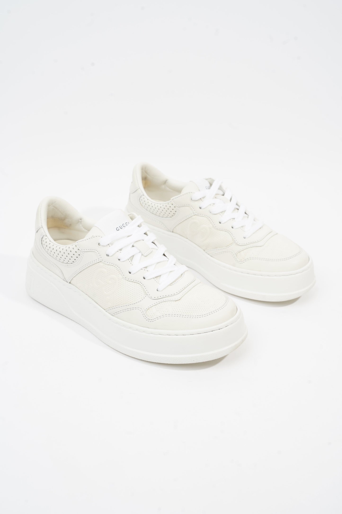 Gucci GG Embossed White Leather EU 38 UK 5