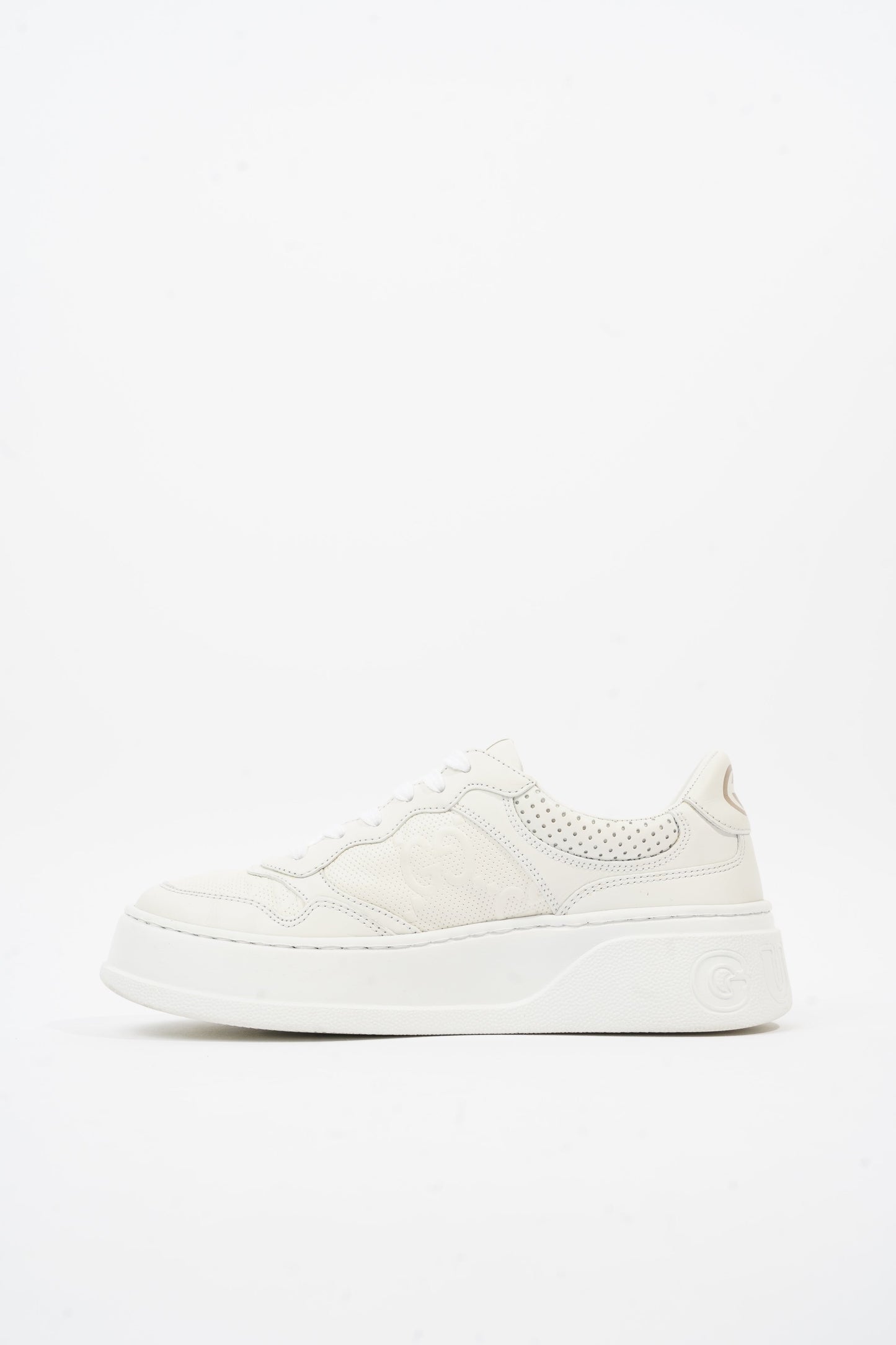 Gucci GG Embossed White Leather EU 38 UK 5