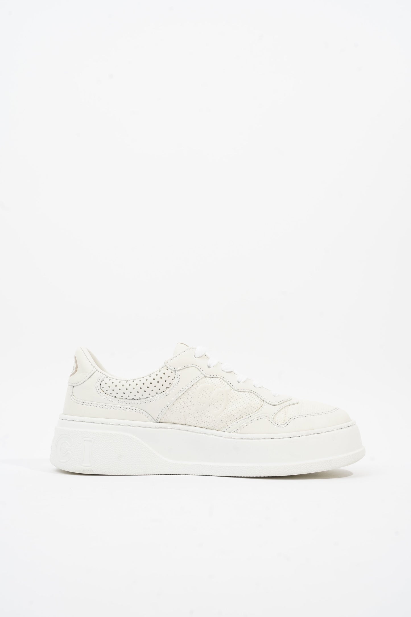 Gucci GG Embossed White Leather EU 38 UK 5