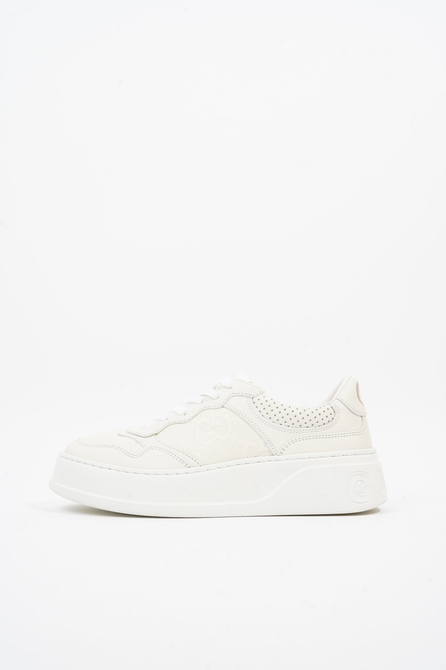 Gucci GG Embossed White Leather EU 38 UK 5