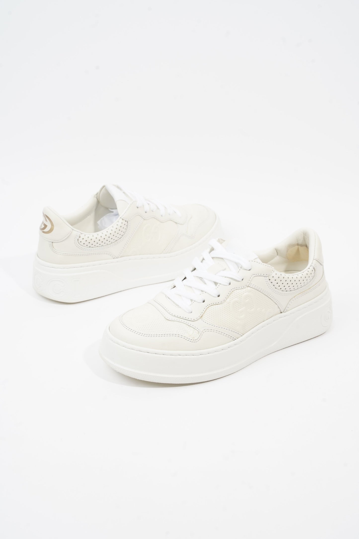 Gucci GG Embossed White Leather EU 38 UK 5