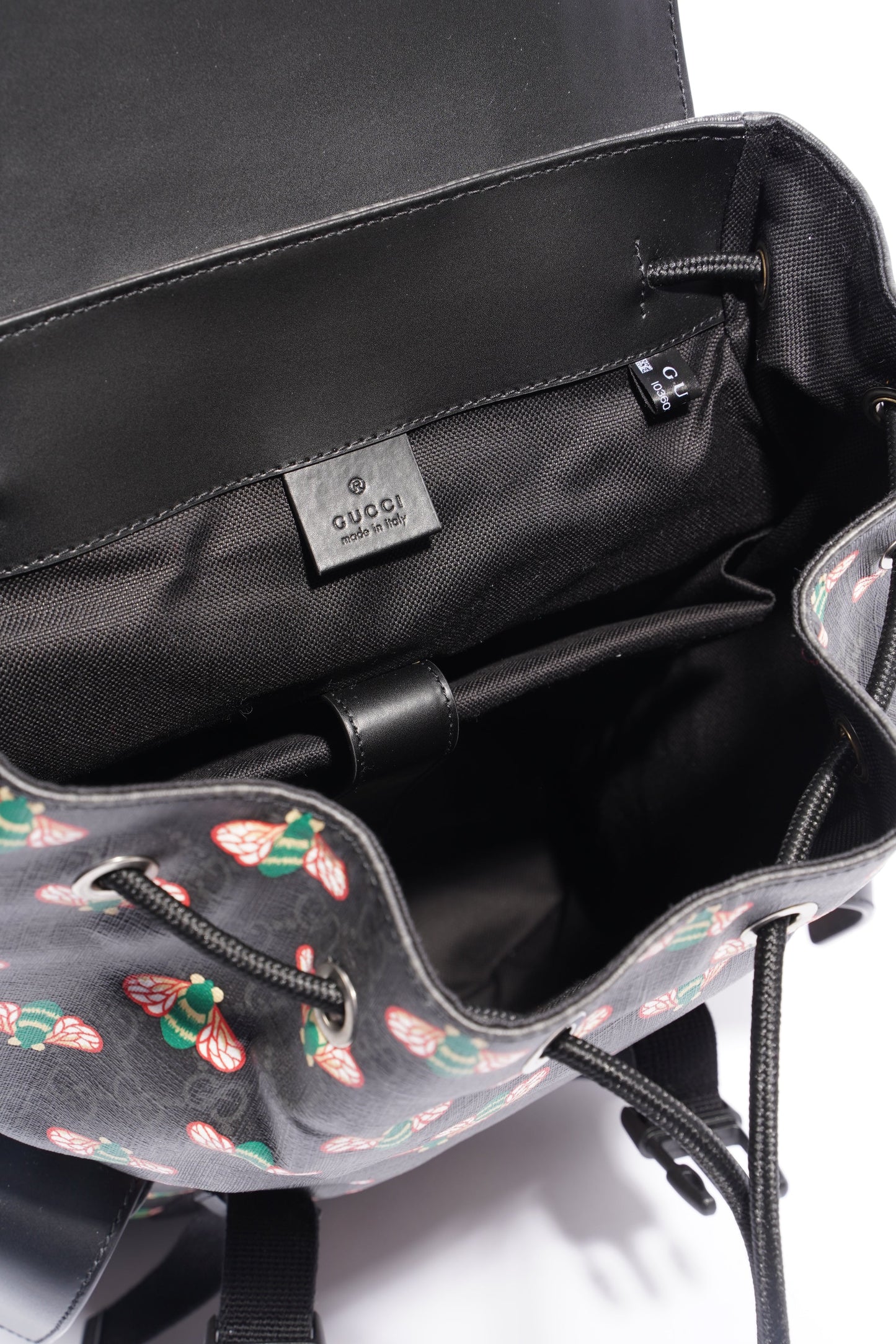 Gucci GG Supreme Bee Backpack Black / Red And Green Bee Print Coated Canvas