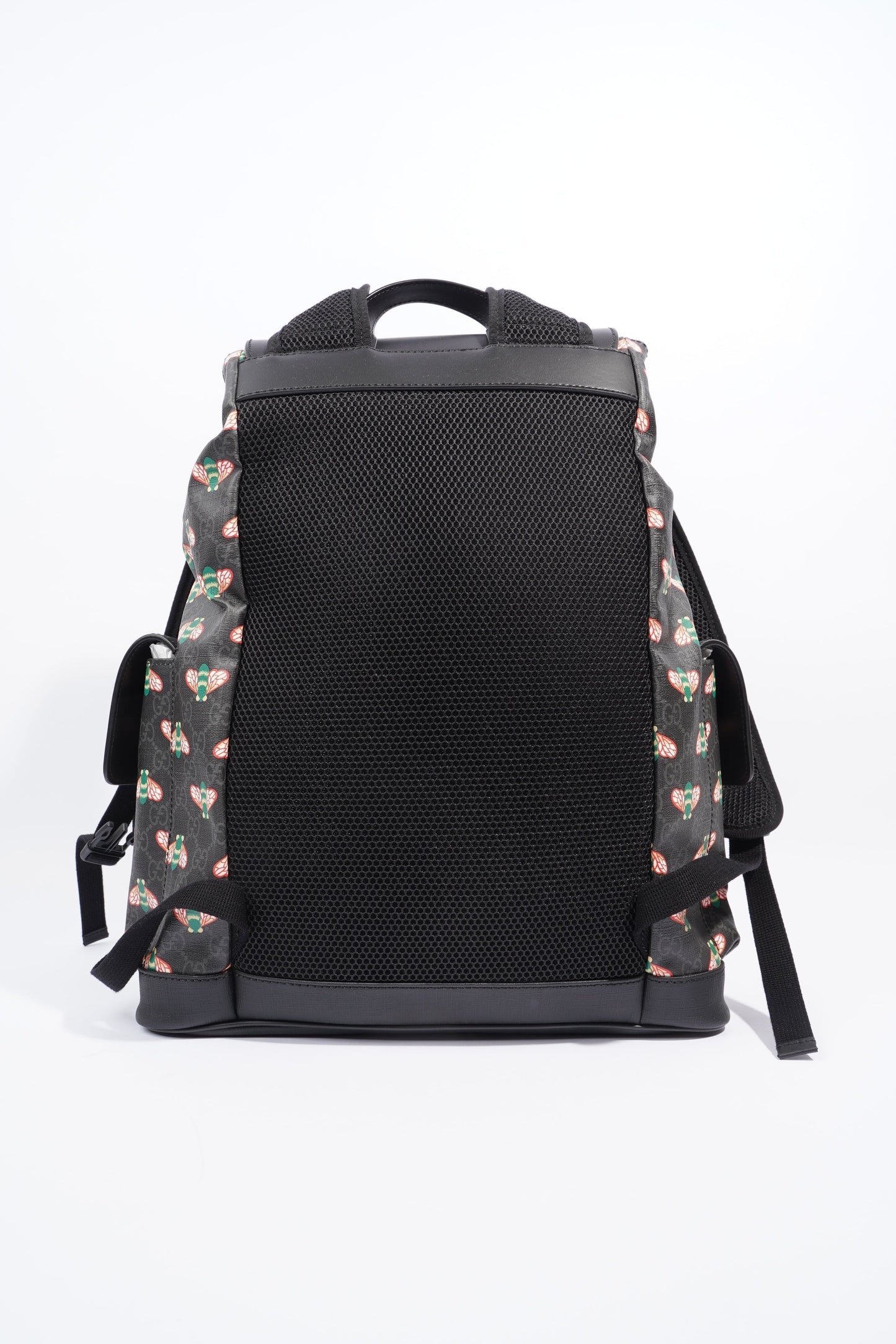 Gucci GG Supreme Bee Backpack Black / Red And Green Bee Print Coated Canvas
