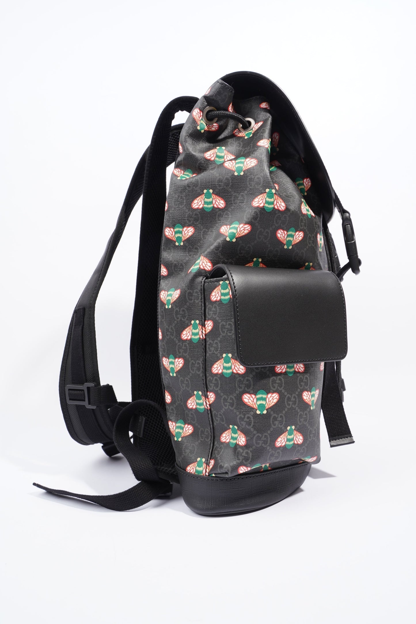 Gucci GG Supreme Bee Backpack Black / Red And Green Bee Print Coated Canvas