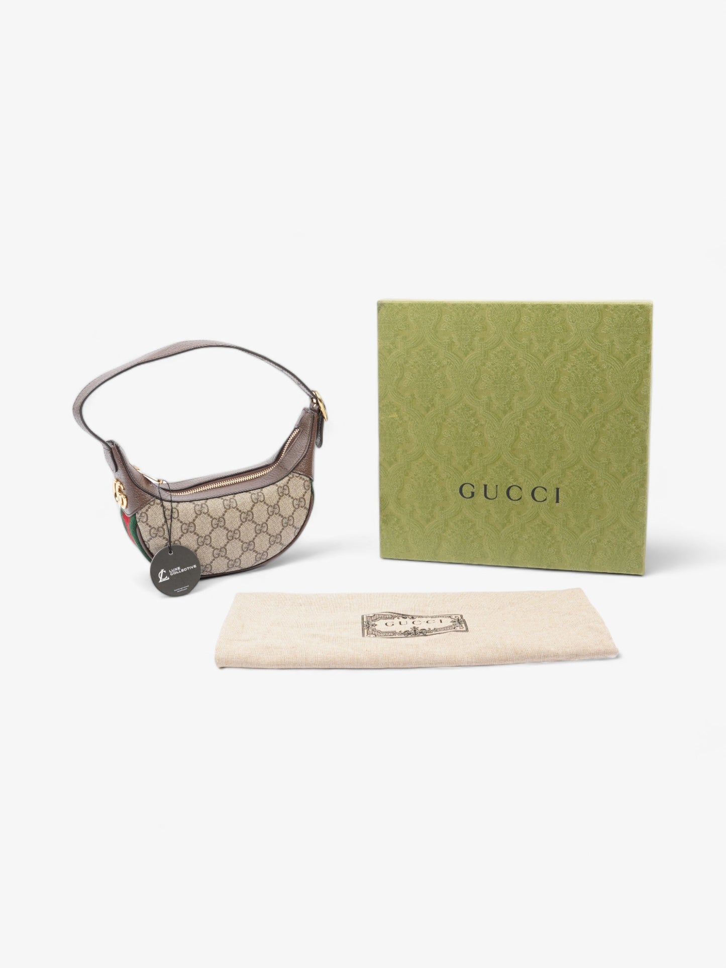 Gucci GG Mini Ophidia Beige And Ebony GG Supreme / Gucci Stripe Coated Canvas