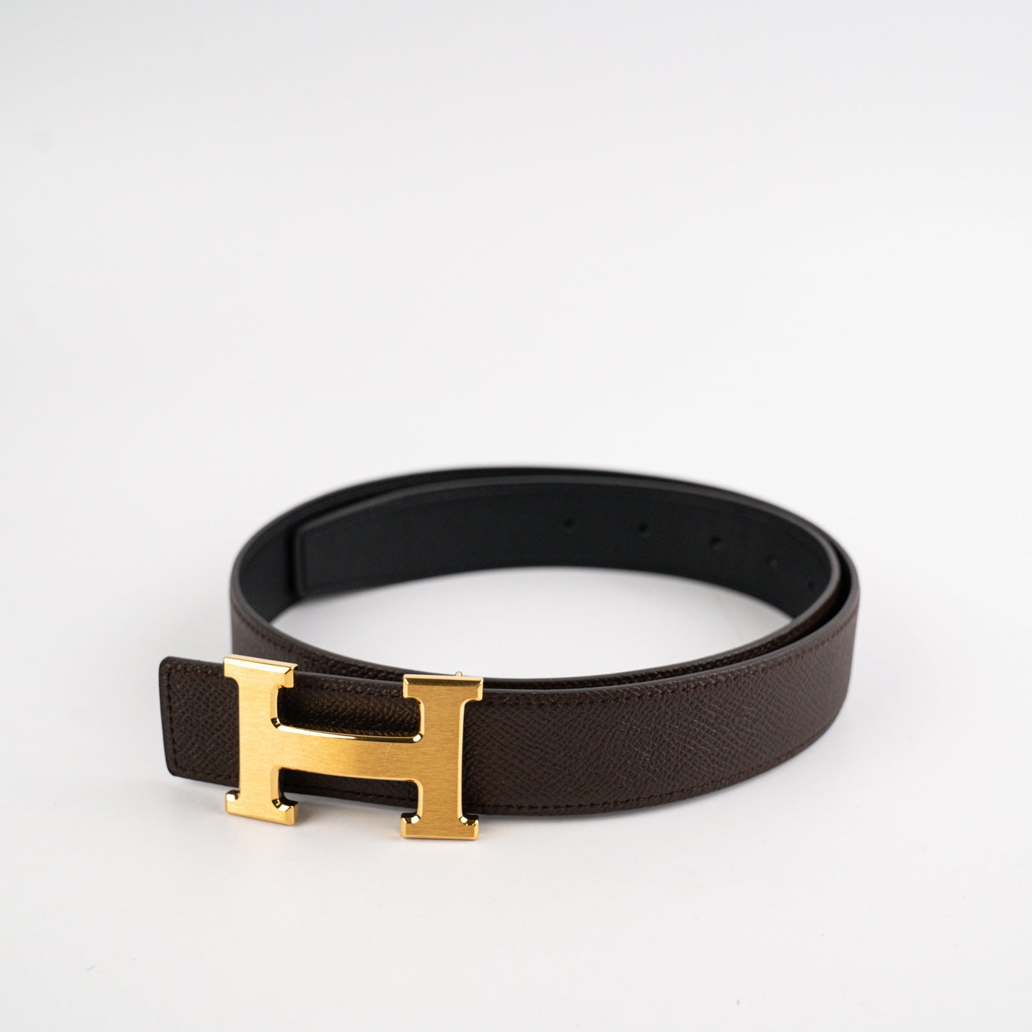 Hermes 32mm Reversible Belt Swift/Epsom - Noir/Chocolat (80cm)